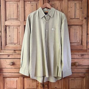 Timberland‎ Mens Size XL Pale Green Tan Button Front Shirt Collared Long Sleeve